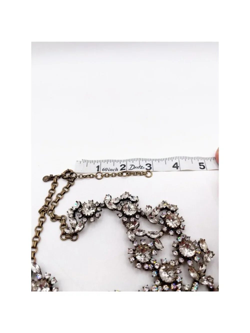 J.Crew Crystal Statement Bib Necklace Antiqued Gold Tone Rhinestone Adjustable